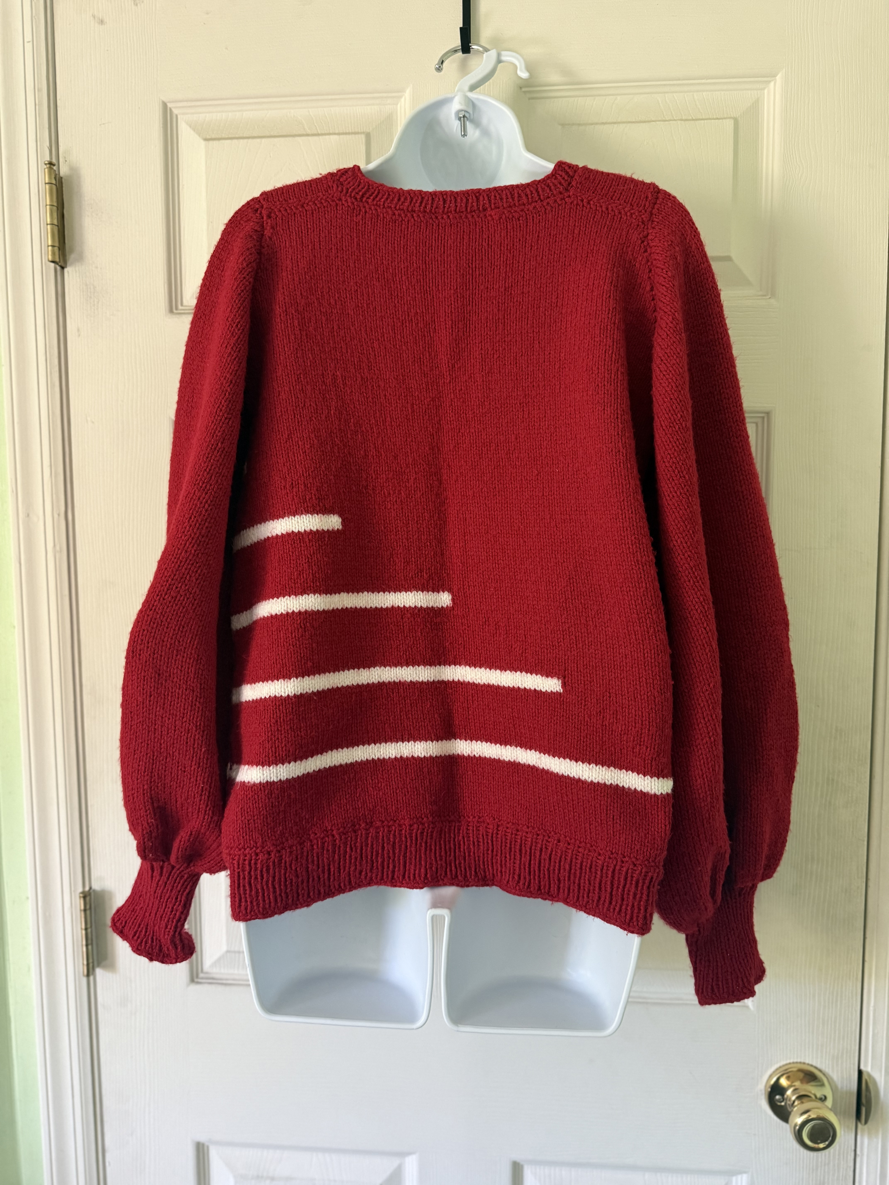 Knit Red & White Sweater Back